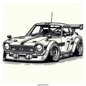 Old School Mazda Race Car Coloring Page