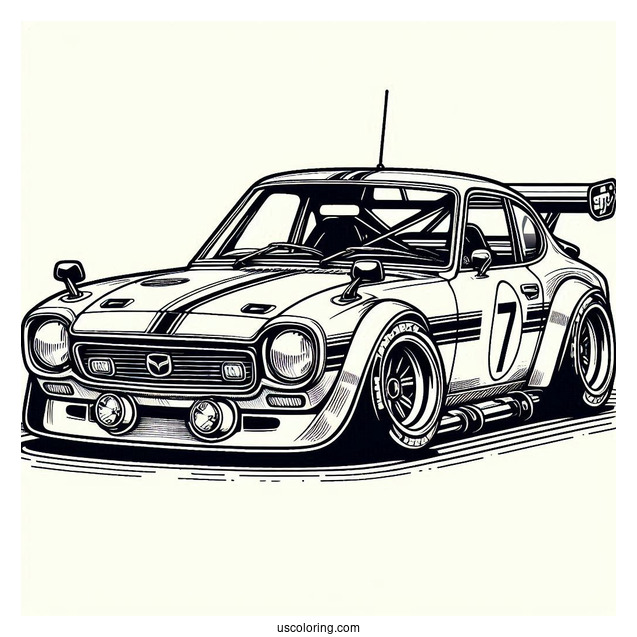 Old School Mazda Race Car Coloring Page