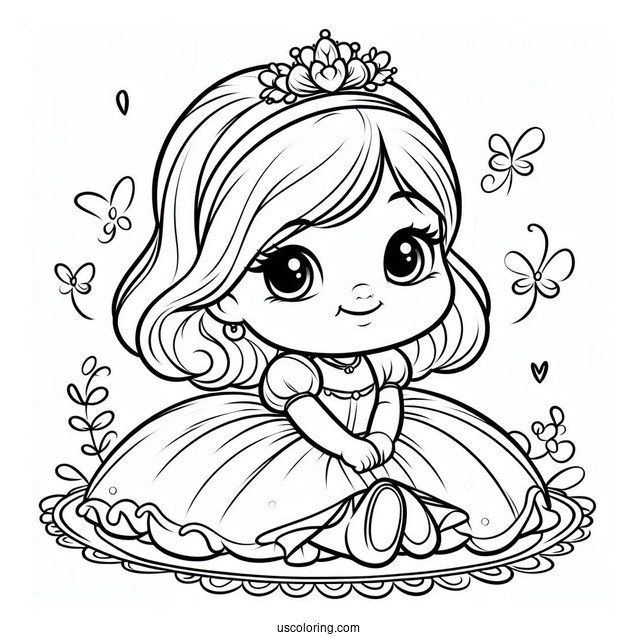 Baby Princess Cinderella Coloring Sheet For Preschoolers