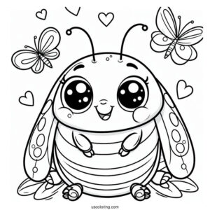 Cartoon Beetle Coloring Page Outline For Preschoolers