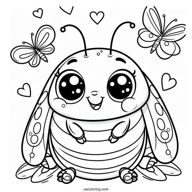 Cartoon Beetle Coloring Page Outline For Preschoolers