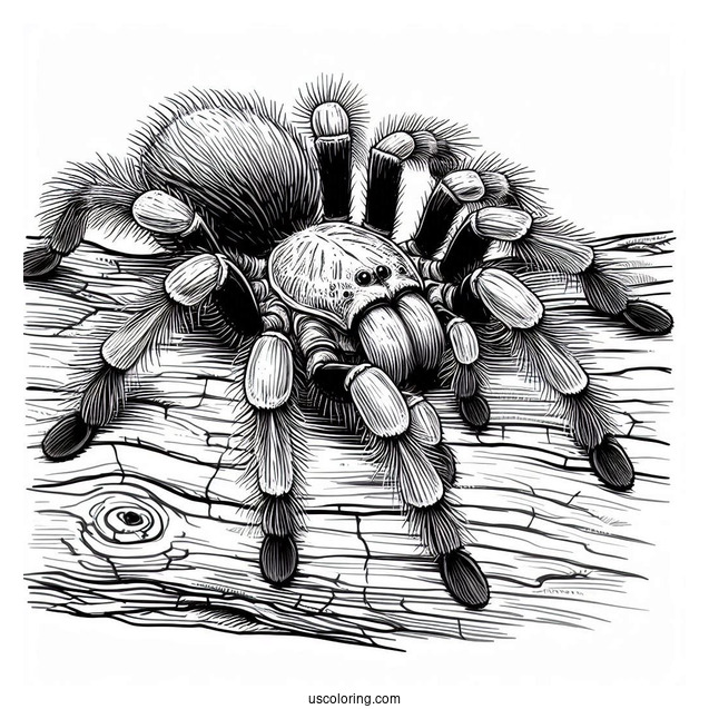 Tarantula Spider Resting On Log To Color