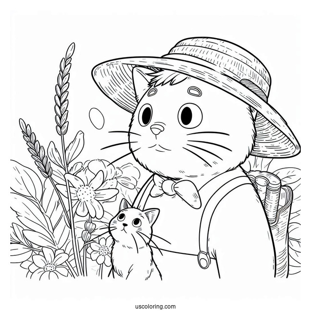 Studio Ghibli Coloring Page of The Cat Returns Haru And The Baron