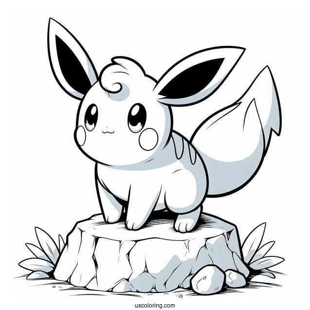 Adorable Mudkip Standing On Rock Coloring In
