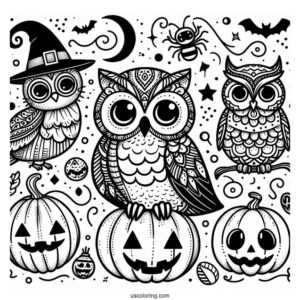 Halloween Owl Coloring Page