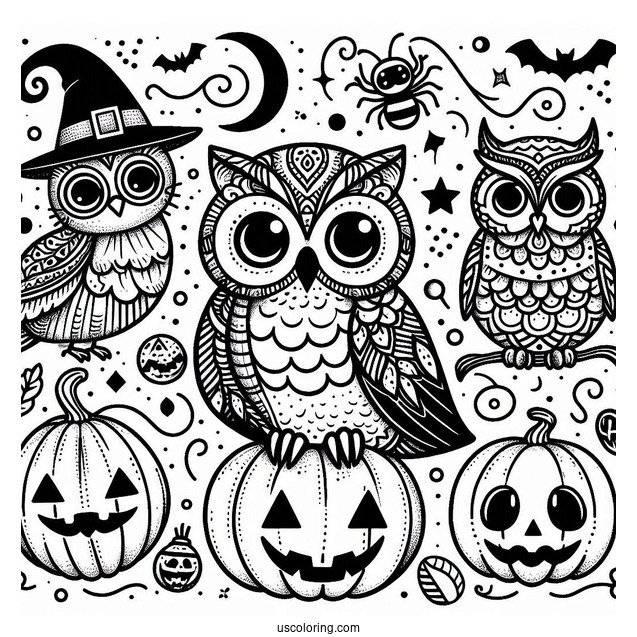 Halloween Owl Coloring Page