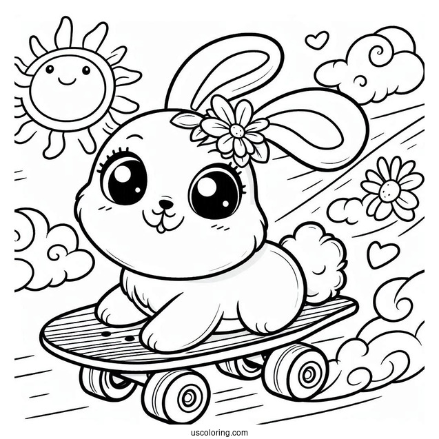 Sunny Bunnies Coloring Page Turbo On A Skateboard