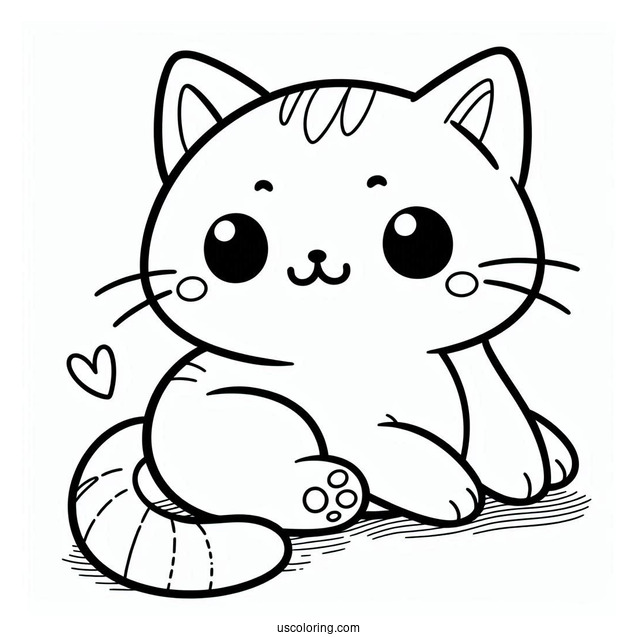 Cute Coloring Page Simple Cat Smiling For Preschoolers