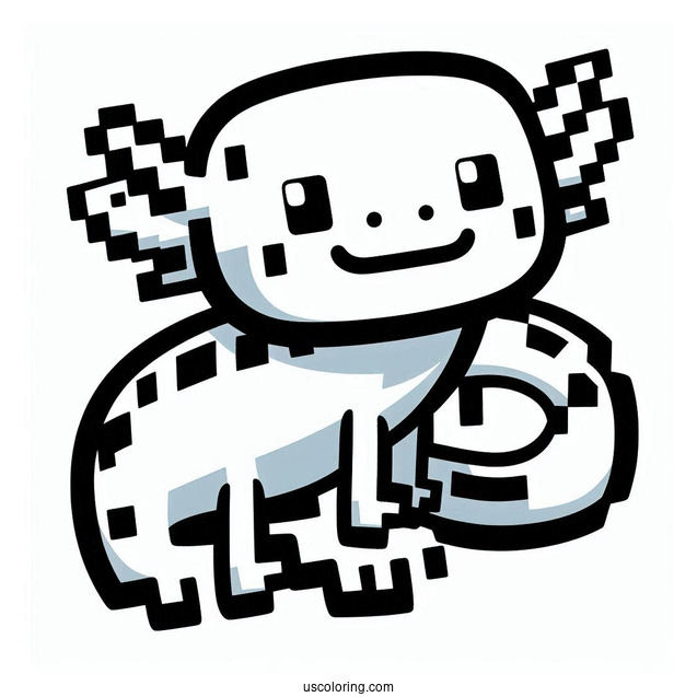 Easy Minecraft Axolotl Coloring Page For Kids