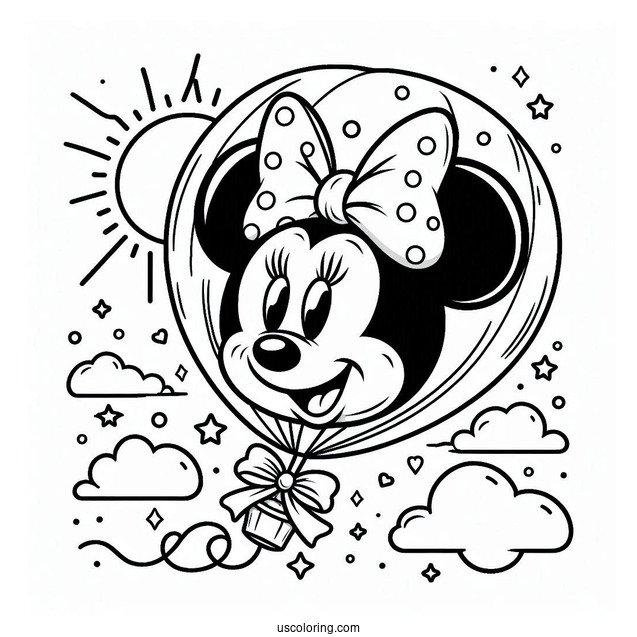 Minnie Mouse Balloon Coloring Sheet