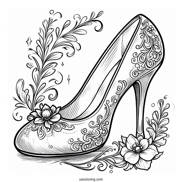 Cinderella Glass Slipper Coloring Page