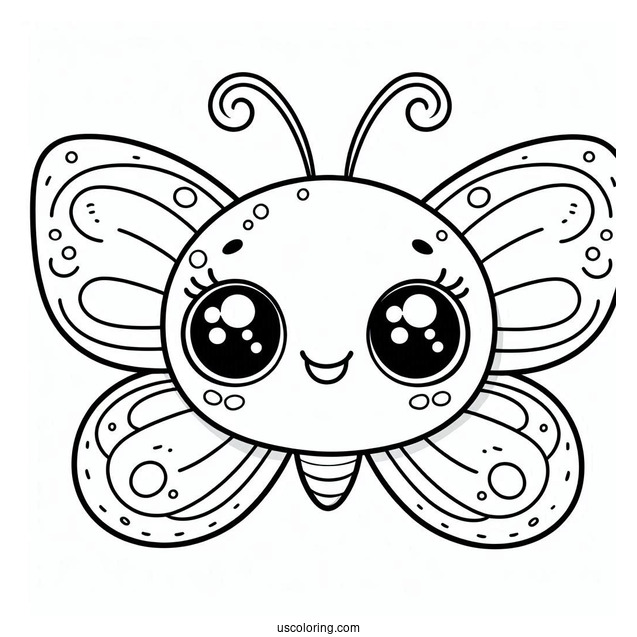 Coloring Sheet of Smiling Cartoon Butterfly