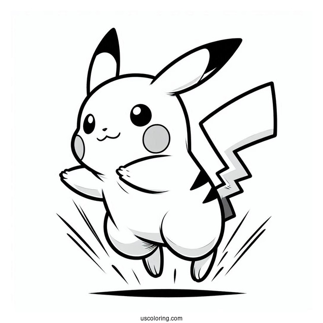 Pikachu Jumping Coloring Sheet