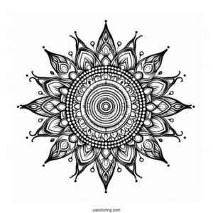 Sun Mandala With Normal Sun Coloring Page