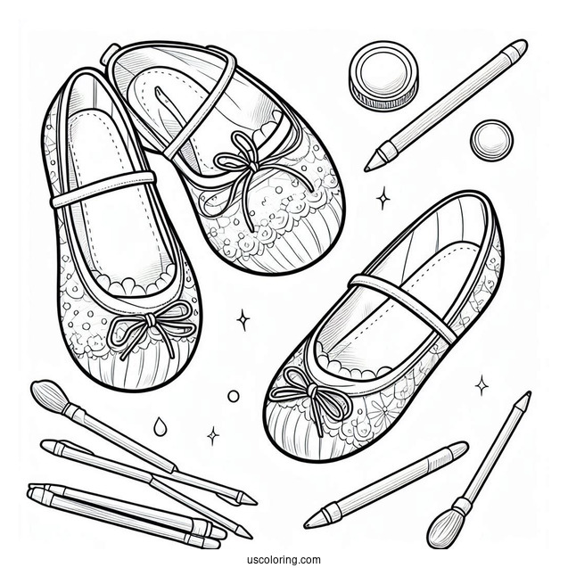 Girl_s Ballet Flats To Color For Preschoolers