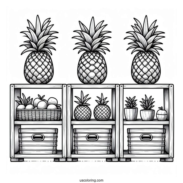 Pineapples Sitting On Shelves Coloring