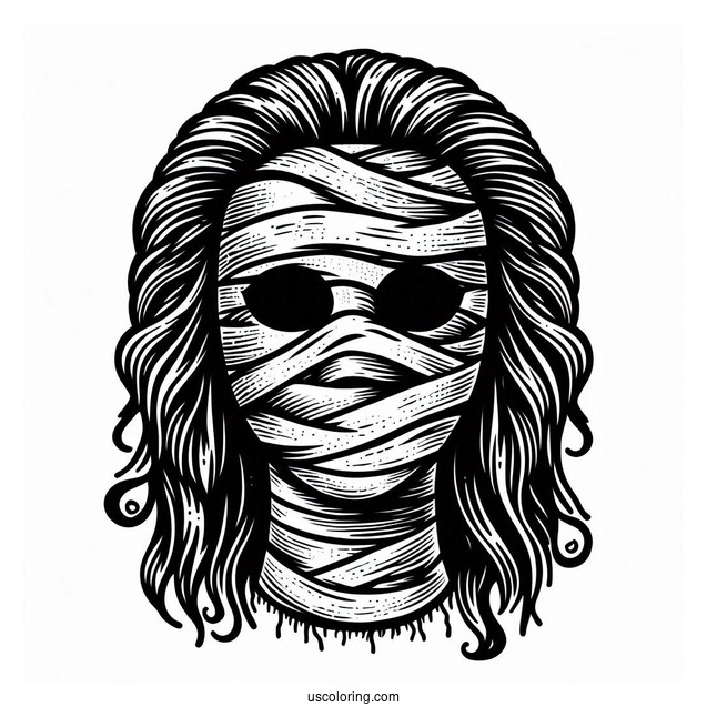 Scary Mummy Coloring Page Face