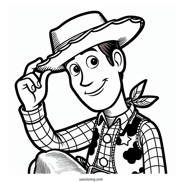Cowboy Coloring Page Woody Tipping His Hat For Kids