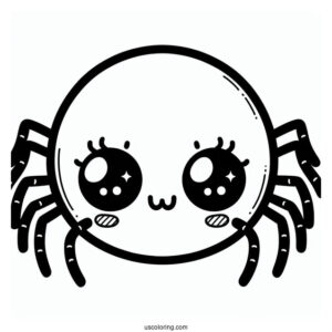 Adorable Kawaii Spider Coloring Page