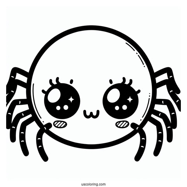Adorable Kawaii Spider Coloring Page