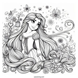 Rapunzel With Long Hair Coloring Page