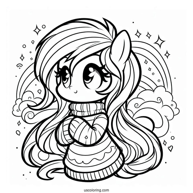Cute Rainbow Dash Coloring Page Wearing A Sweater