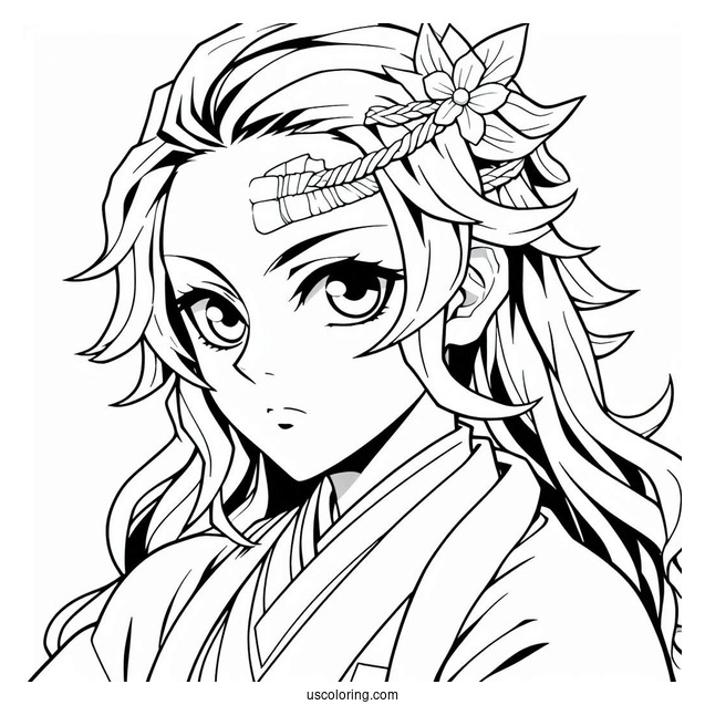 Tanjiro Coloring Page With Kyojuro Rengoku