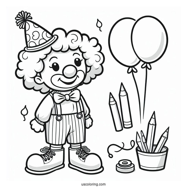 Party Clown with Big Pants Coloring In