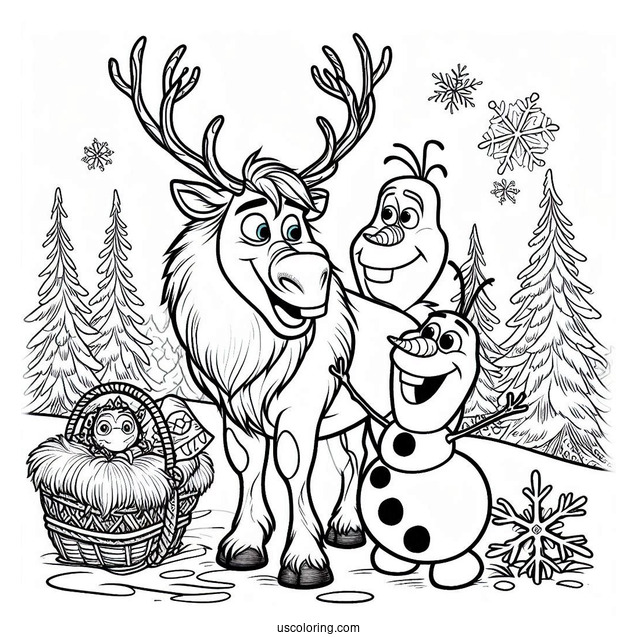 Coloring Page Of Sven And Olaf