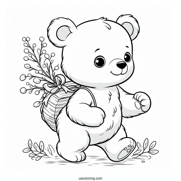 Simple Baby Bear Coloring Page WalkingFor Kids