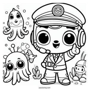 Octonauts Coloring Page Of Captain Barnacle, Shellington, And Vegimals
