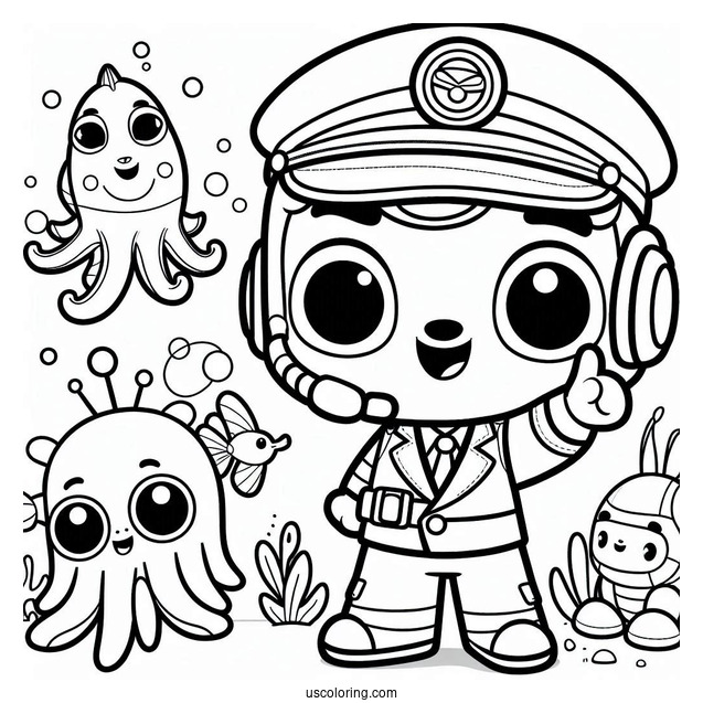 Octonauts Coloring Page Of Captain Barnacle, Shellington, And Vegimals