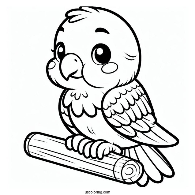 Coloring Sheet Of Cute Parrot For Preschoolers