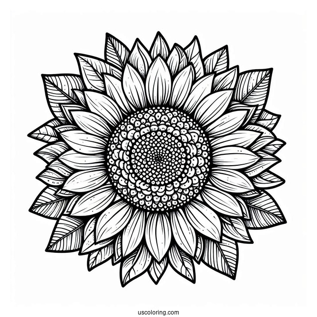 Big Bold Sunflower Coloring For Adults