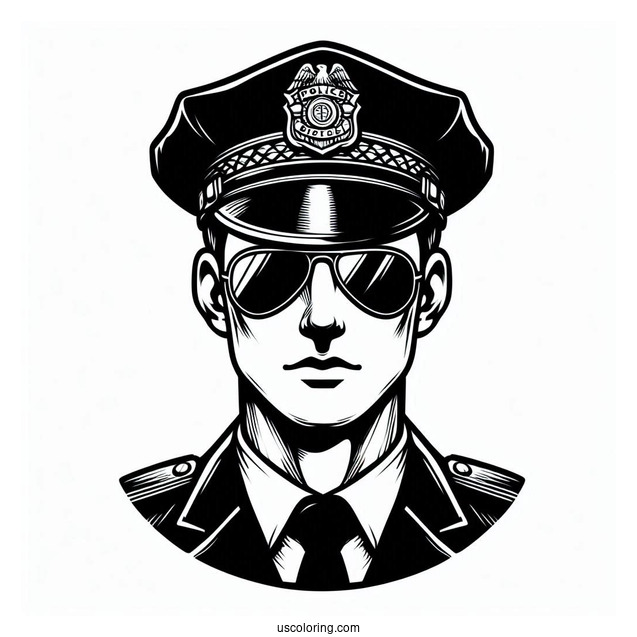 Black Police Officer Coloring Page