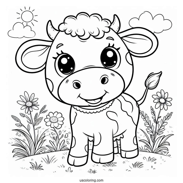 Smiling Cow For Coloring In