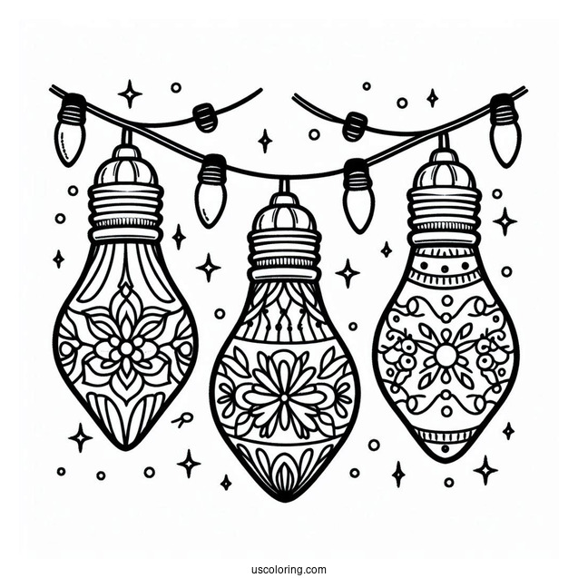 Simple To Color Christmas Light Bulbs