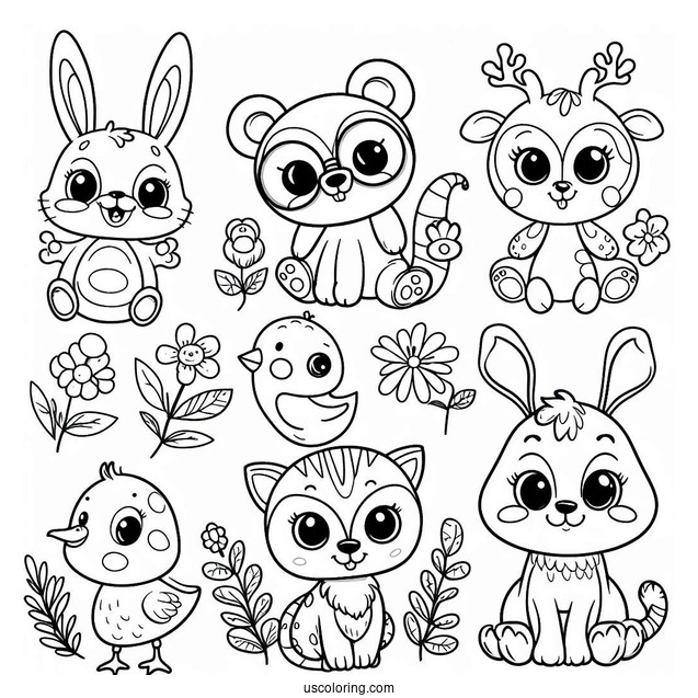 Cute Smiling Critters Coloring Page Characters For Preschoolers