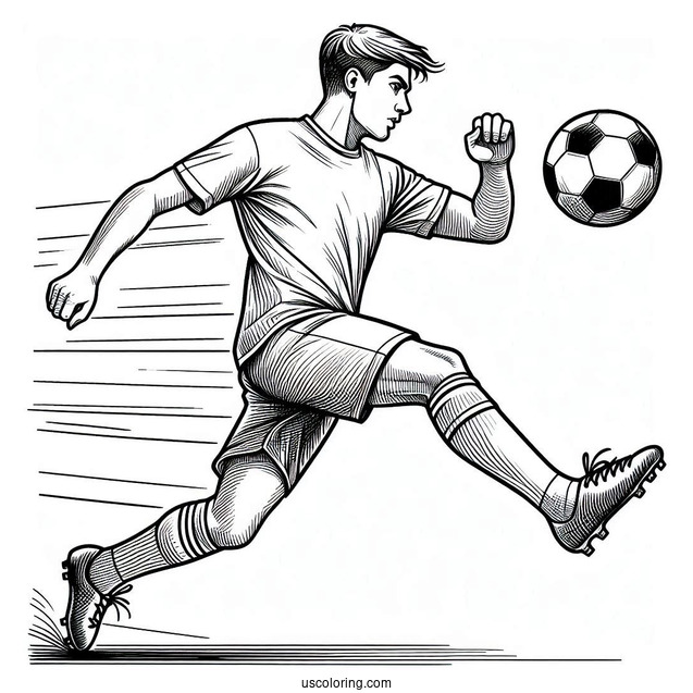 Soccer Player Doing a Header To Color