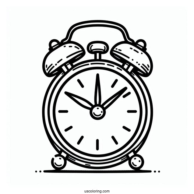Simple Outline Of an Alarm Clock To Color
