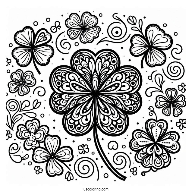 St. Patrick's Day Coloring Page Of Pretty Clover Mandala