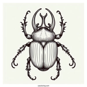 Atlas Beetle Coloring Page Outline For Kids