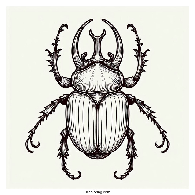Atlas Beetle Coloring Page Outline For Kids