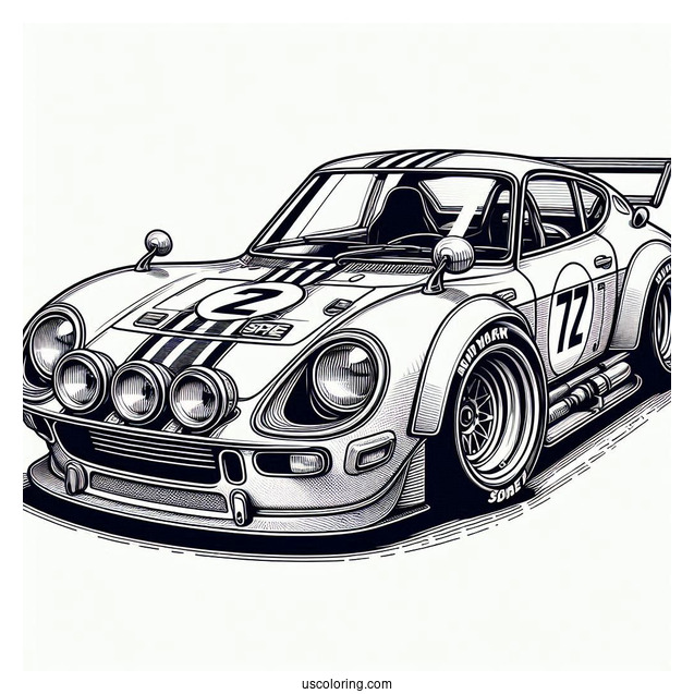 Old School Mazda Race Car Coloring Page