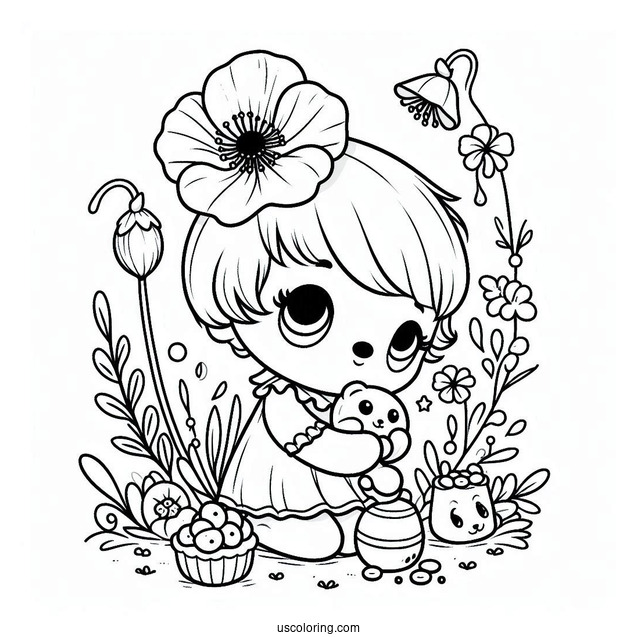 Poppy Playtime Coloring Page Of Poppy With Mini Huggies For Kids