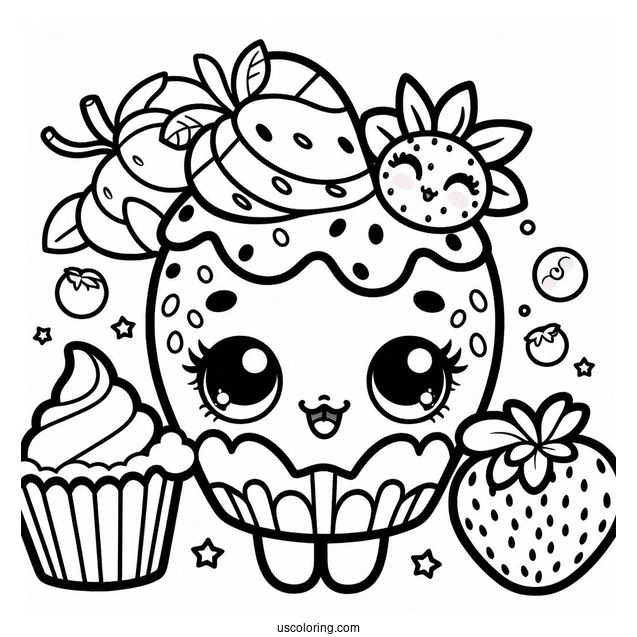 Happy Fifi Fruit Tart Shopkins Coloring In