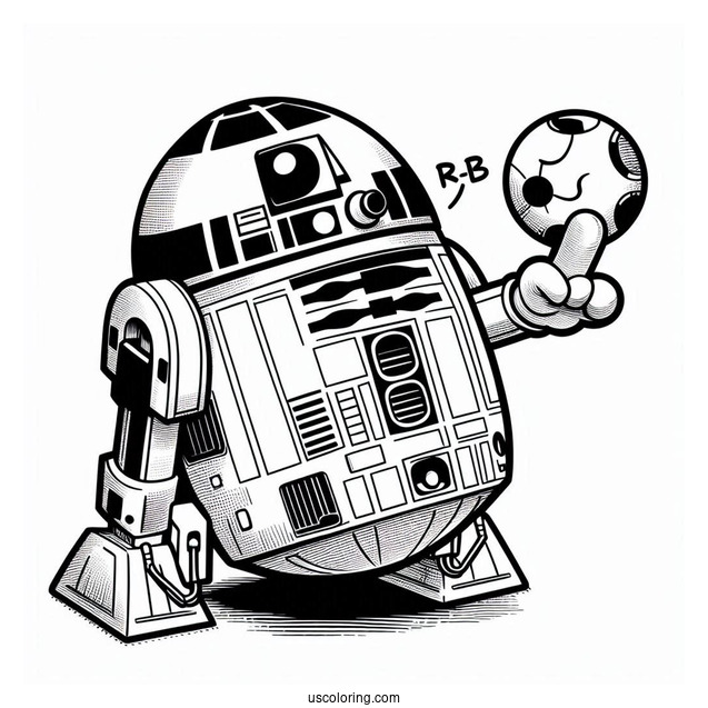 R2-D2 Coloring Page Poking BB8