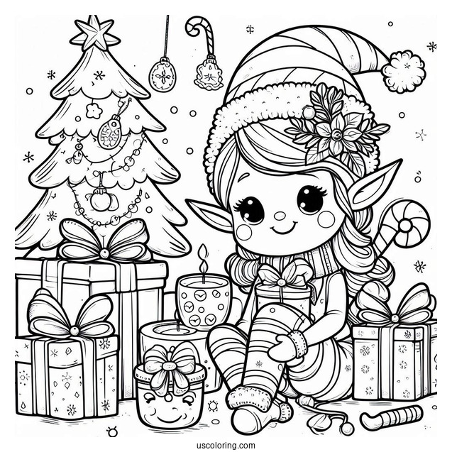 Merry Christmas Themed Elf With Presents