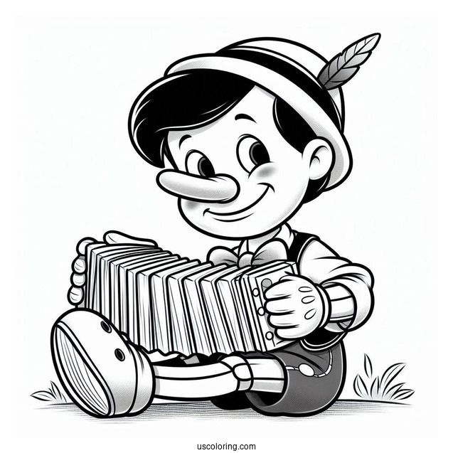 Pinocchio Coloring Page Of Playing The Accordion