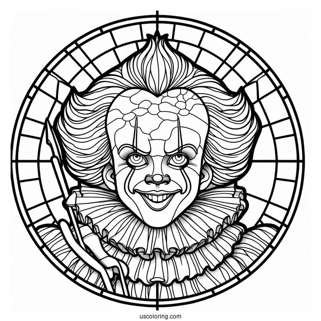 Smiling Pennywise Stained Glass Coloring Page